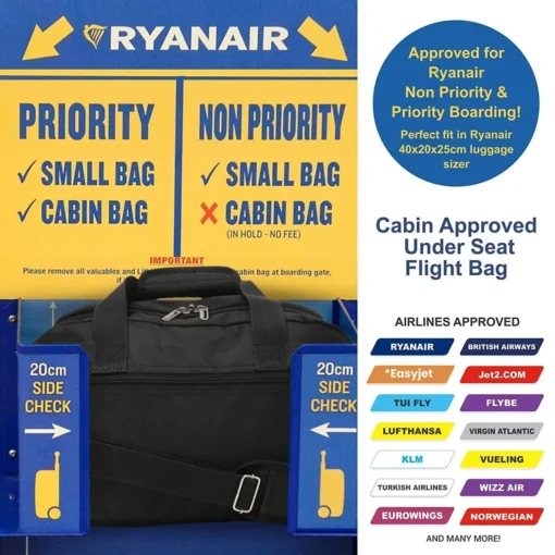 Чанта за ръчен багаж Aerolite 40x20x25 см (сак) | Одобрена за Ryanair & Wizz Air